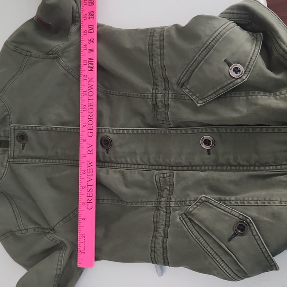 Hollister Jacket Womens XS Lace Back Drawstring Waist Military Green Grunge - Picture 10 of 11